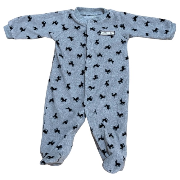 🌟3/$15🌟  Carter’s Newborn Fleece Onesie Moose Pattern - Picture 1 of 7